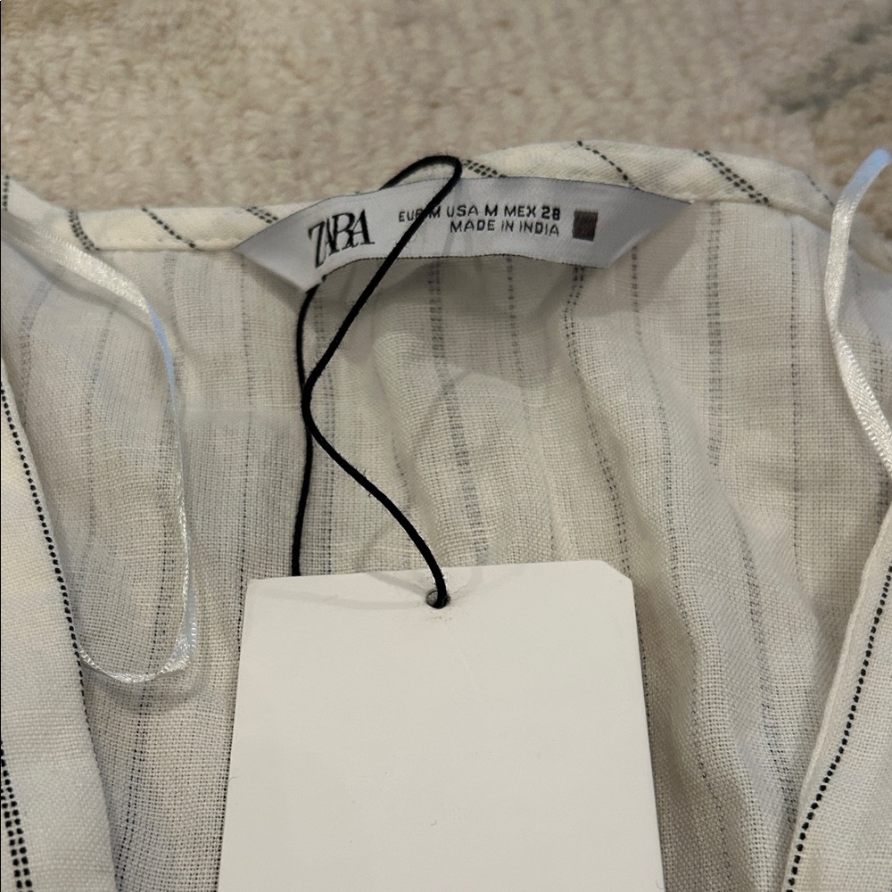 Zara Cream Striped Wrap Blouse - Picture 2 of 3
